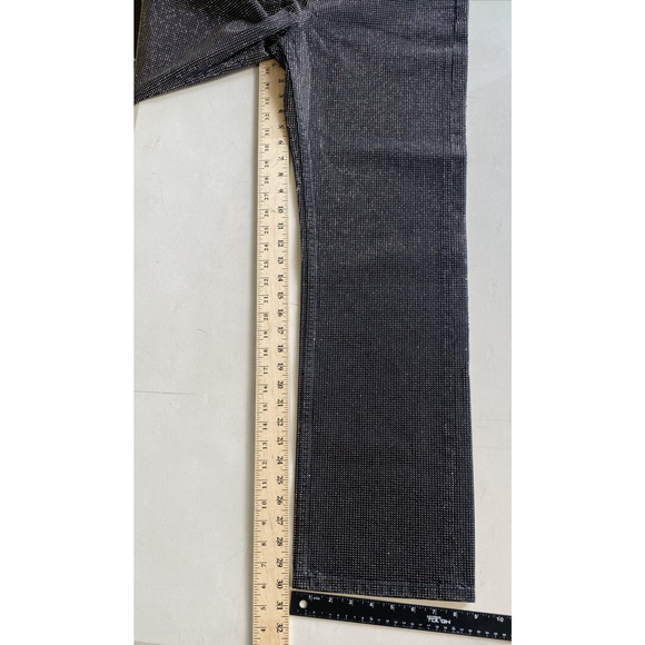 Zara Pants Womens 2 Straight Cut Rhinestone Jeans Black Festival Going Out NYE - Picture 9 of 13